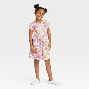 Girls' Short Sleeve Dress Cat & Jack Off-White Medium